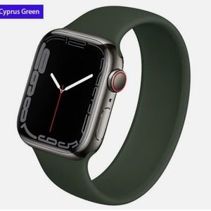 Solo Loop Silicone Strap for Apple Watch Band 45/44/41mm Series 8 7 6 SE 5 Green